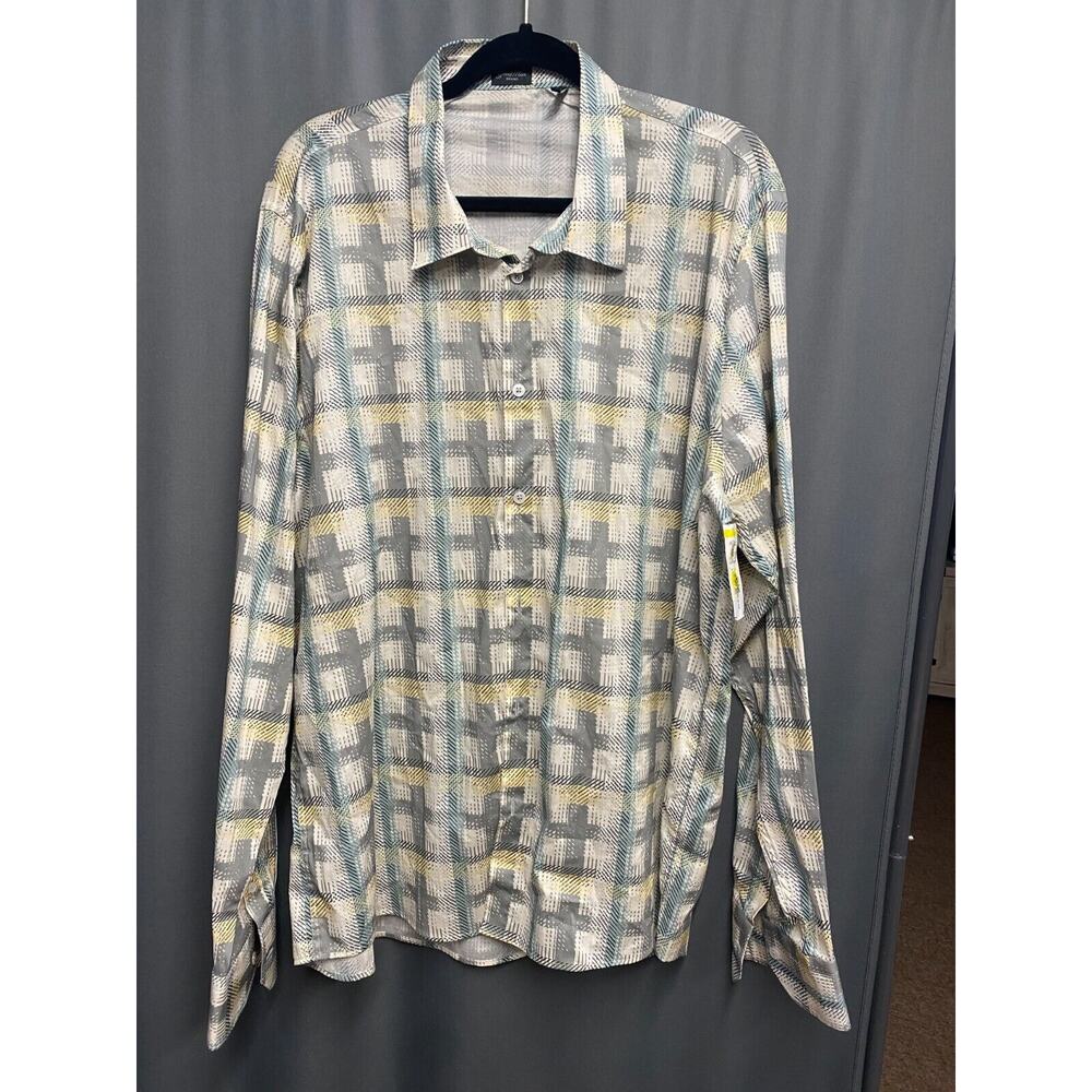 Good Man Shirt Mens Size XXL Multicolor Plaid Long Sleeve Button Up Collared B35